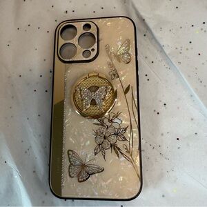 Sparkly Bling Rhinestones Gold Butterfly IPhone 16 Pro Max Case‎
